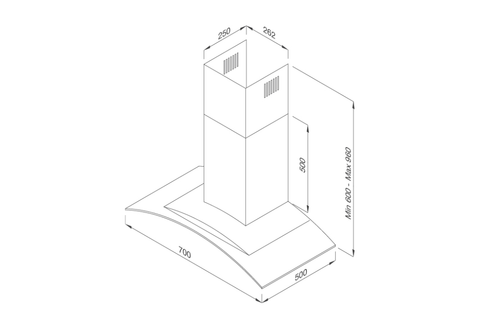 Máy hút mùi áp tường Malloca Gama K3155.7