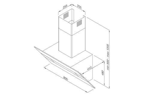 Máy hút mùi áp tường Malloca KITE Black K200B