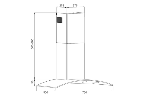 Máy hút mùi áp tường Malloca MC 750E