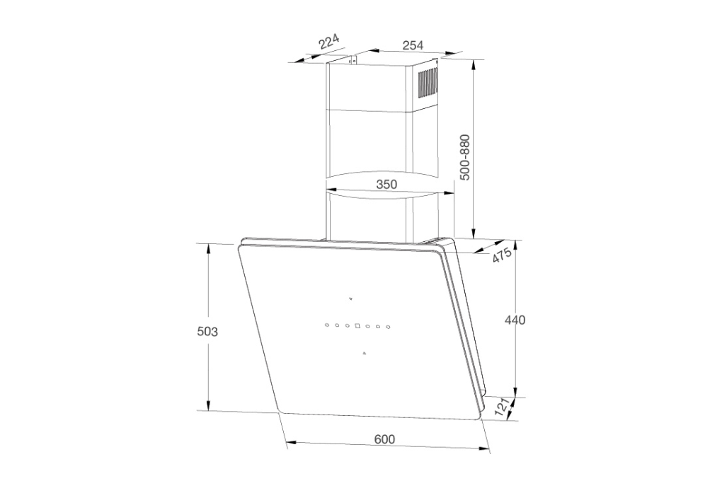 Máy hút khói khử mùi áp tường Malloca MC 60GT-B