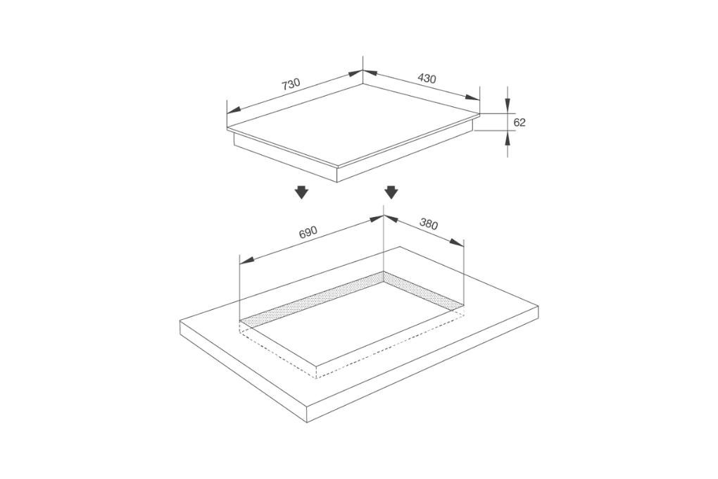 Bếp kính âm 2 từ Malloca MI 7302 EMS