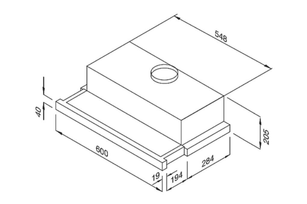 Máy hút khói khử mùi âm tủ Malloca MH-60BTC