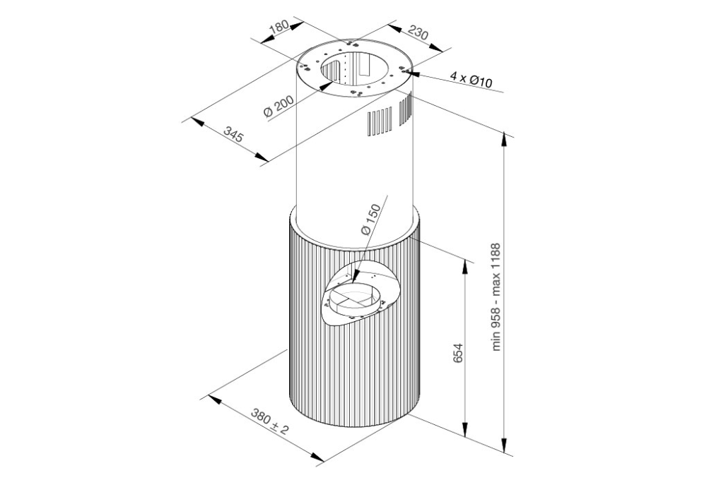 Máy hút khói khử mùi độc lập Malloca Monogold K-382G