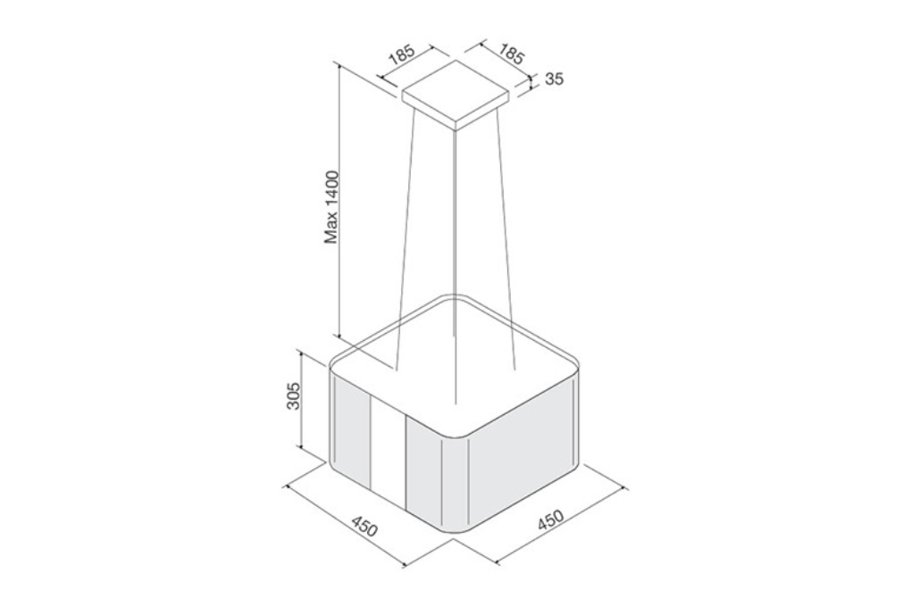Máy hút mùi đảo Malloca CUBE F-181