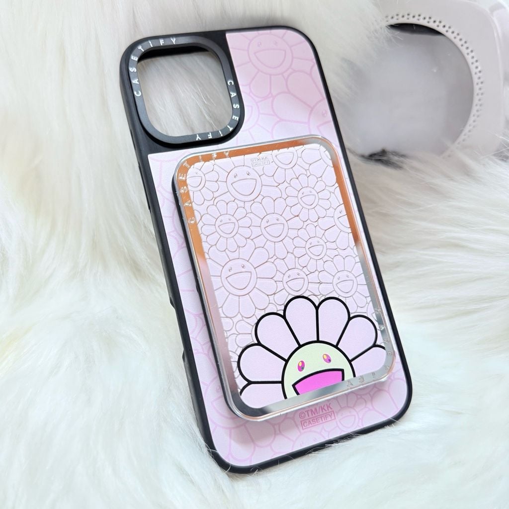Case Ốp Điện thoại iPhone Hoa Cười Gương Nền Hồng x Murakami Flower Mirror CaseTify iPhone 17/16/Promax