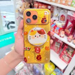 Case Ốp điện thoại iPhone Mèo May Mắn & Túi Tiền Money Tài lộc Ánh Xà Cừ Magsafe Vàng iPhone 13/14/15/16/17Pro/Promax