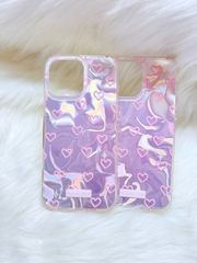 Case Ốp điện thoại iPhone Tim Hồng Ánh Bạc Hồng Hologram iPhone 12/13/14/15/16/Pro/Promax