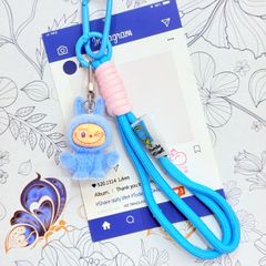 Dây đeo ngắn móc tay LABUBU chất dù giữ điện thoại màu phối trơn ( DÂY NGẮN) - kèm móc hoạt hình