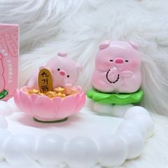 Set Bộ mô hình heo giác ngộ tụng kinh cute trang trí bàn làm việc để xe oto, đồ chơi vô tri để bàn dễ thương
