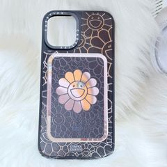 Case Ốp Điện thoại iPhone Hoa Cười Gương Nền Đen x Murakami Flower Mirror CaseTify iPhone 17/16/Promax