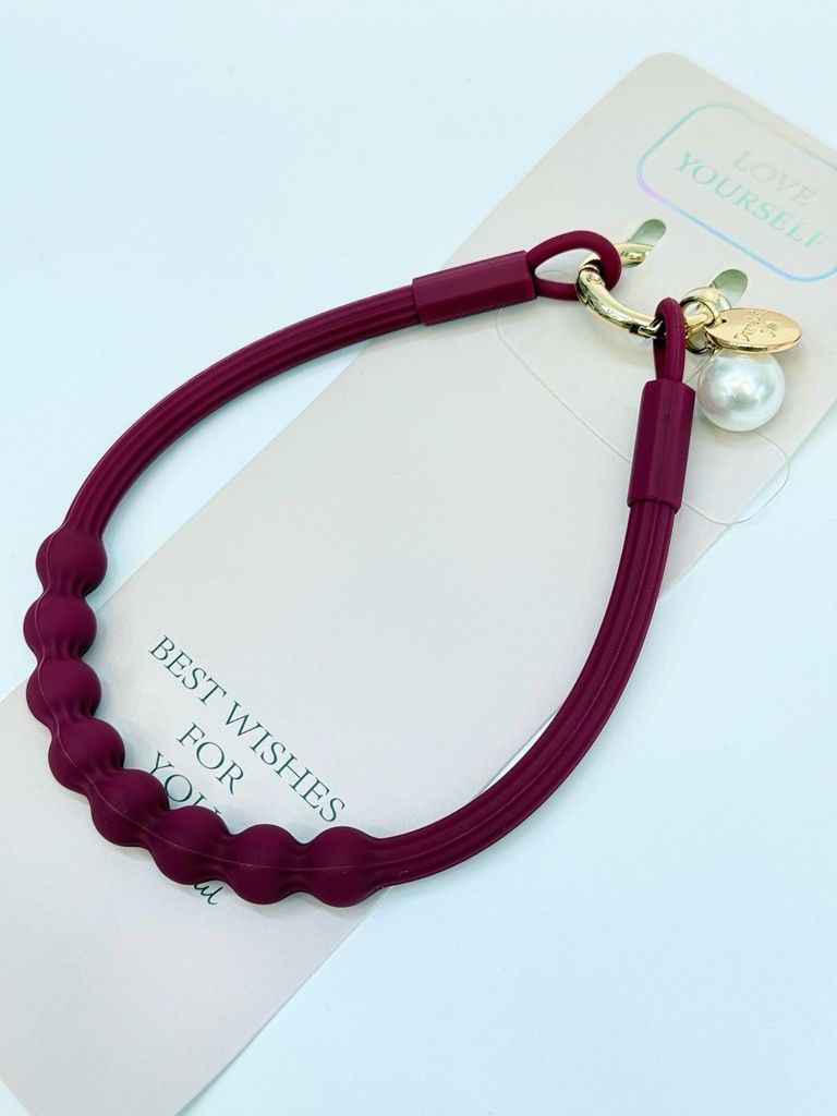 DÂY BI CHARM HOA Ngọc Trai Silicone CHỐNG BẨN kèm charm