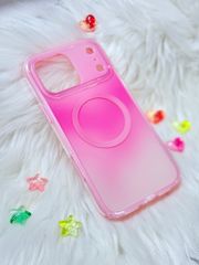 Case Ốp điện thoại iPhone Ombre Hồng Trắng Có Nút Control Magsafe iPhone 13/14/15/16/17Pro/Promax