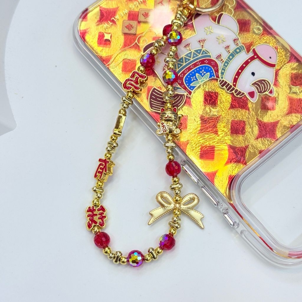 Dây Đeo Điện Thoại Ngắn Charm Đá Tài Lộc Tết 2026