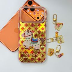 Case Ốp điện thoại iPhone Ngựa May Mắn Ánh Xà Cừ Vàng Đỏ iPhone 12/13/14/15/16/17Pro/Promax - Mã Thượng Hữu Phúc - Harmony Brings Wealth - TẾT