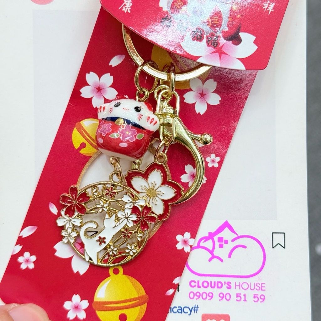 Móc Khóa Mèo Hoa Anh Đào Tết 2026
