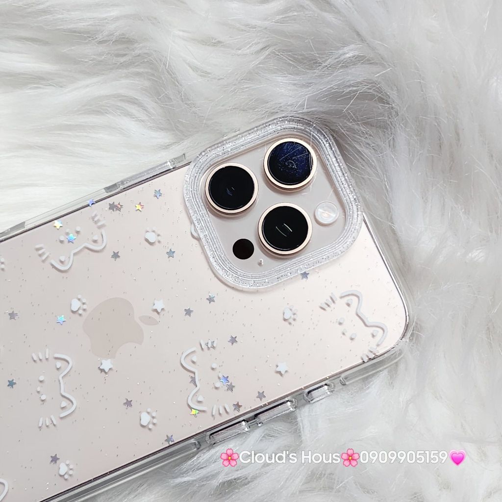 Case Ốp điện thoại iPhone Bling Bling Meomeo bé Mèo kute viền camera lấp la lấp lánh iPhone 13/14/15/16/17Pro/Promax