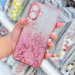 Case Ốp điện thoại iPhone TRong 2in1 Bling Bling Viền Xi iPhone 15/16/Plus