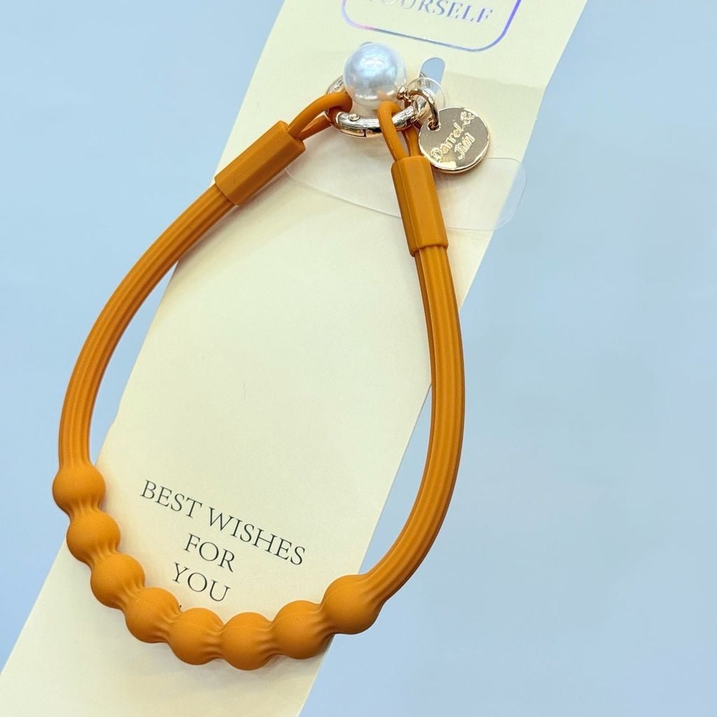 DÂY BI CHARM HOA Ngọc Trai Silicone CHỐNG BẨN kèm charm
