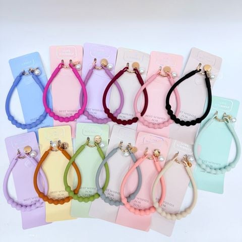 DÂY BI CHARM HOA Ngọc Trai Silicone CHỐNG BẨN kèm charm