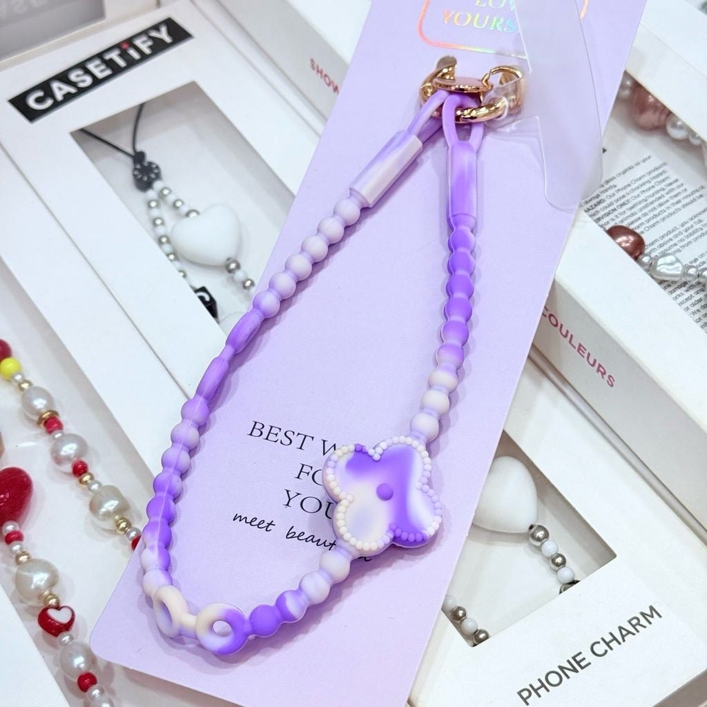 DÂY BI CHARM HOA Silicone CHỐNG BẨN kèm charm