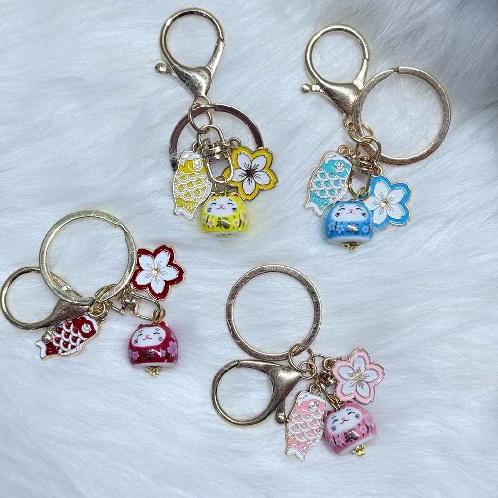 Móc Khóa Móc Treo Mèo Móc Túi Phụ Kiện Đẹp Mèo Thần Tài Mini Có Chuông, chất liệu kim loại Đài Loan (TAIWAN)