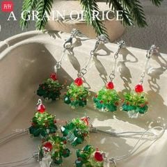 Móc Treo/ Móc khoá điện thoại di động đính hạt pha lê cây thông Noel, móc chìa khóa bông tuyết Giáng sinh