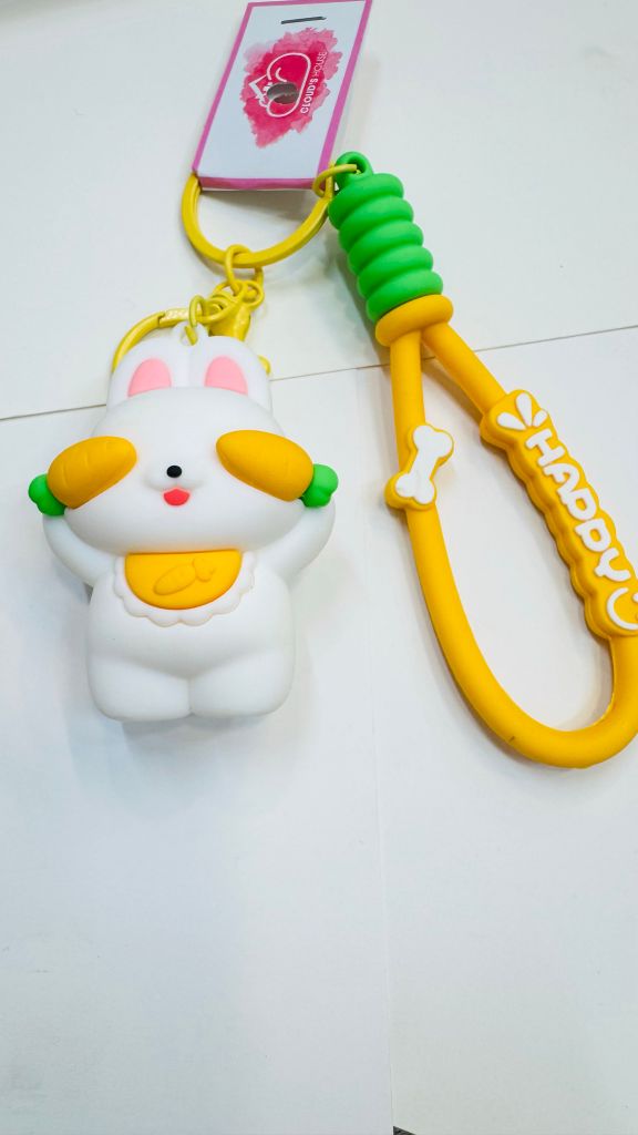 Móc Khóa Chó & Thỏ Cà Rốt Dây Happy Nhiều Mẫu