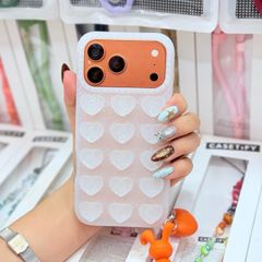 Case Ốp điện thoại iPhone chất silicone HÍT nam châm trái tim màu trắng iPhone 15/16/17Pro/Promax