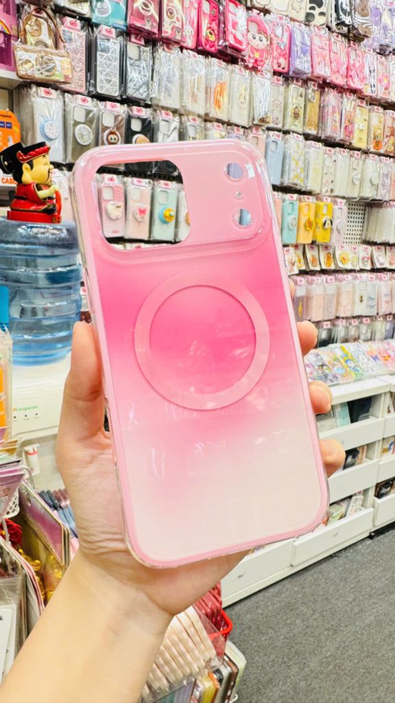 Case Ốp điện thoại iPhone Ombre Hồng Trắng Có Nút Control Magsafe iPhone 13/14/15/16/17Pro/Promax