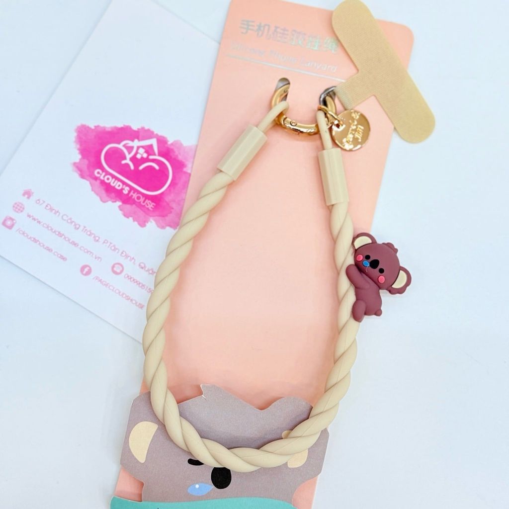 DÂY Xoắn Thú Cartoon Silicone Chất CHỐNG BẨN kèm charm nhiều màu sắc