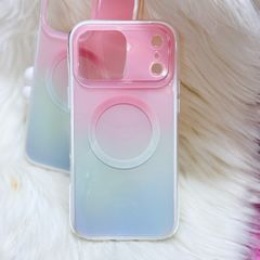 Case Ốp điện thoại iPhone Ombre Hồng Xanh Có Nút Control Magsafe iPhone 13/14/15/16/17Pro/Promax
