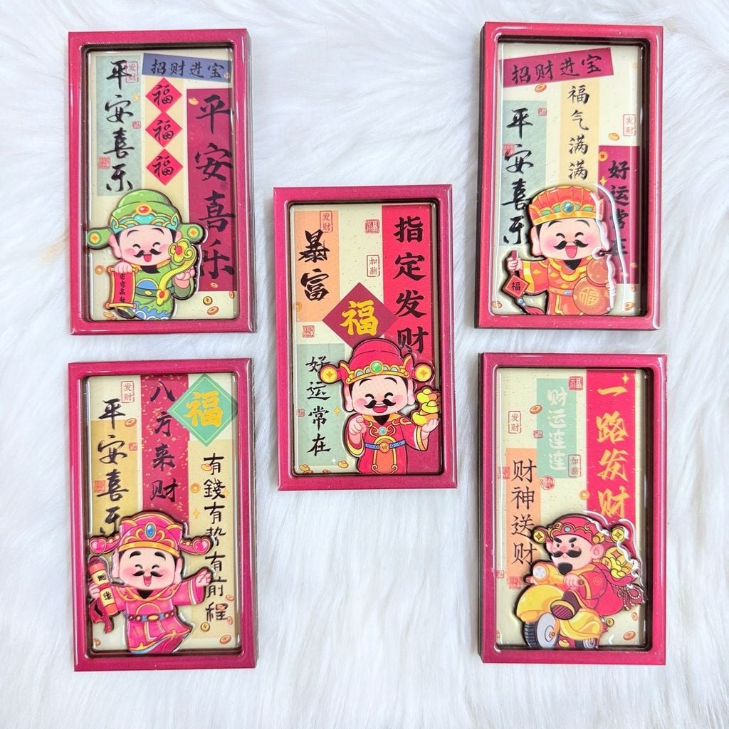 Magnet Trang Trí Tủ Lạnh Vuông Ông Thần Tài Thần Tài Tết ( 5 Mẫu)