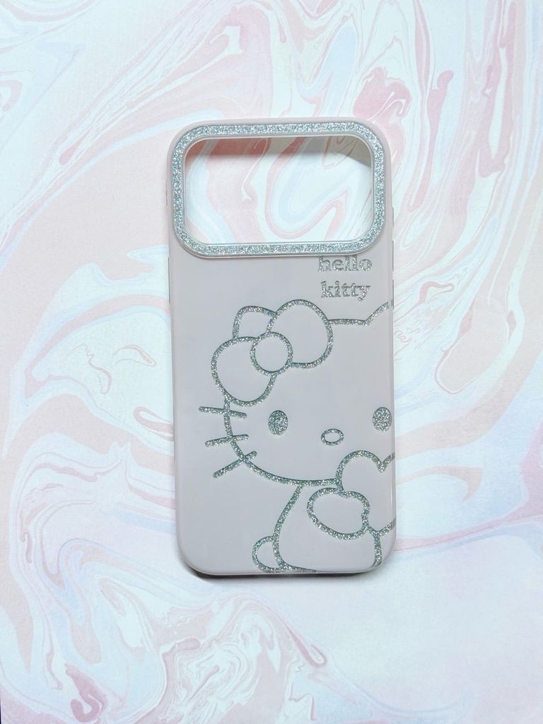 Case Ốp điện thoại iPhone Hello Kitty Hồng Nhạt Viền Camera Bling Bling iPhone 17/Pro/Promax