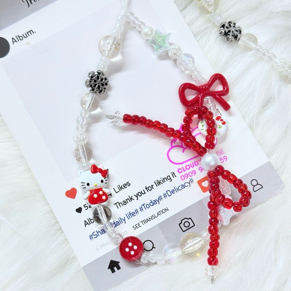 Dây đeo điện thoại ngắn Hello Kitty charm Kute (Quảng Châu, Thái Lan)