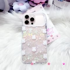 Case Ốp điện thoại iPhone Bling Bling ánh tim bé Thỏ kute viền camera lấp la lấp lánh iPhone 13/14/15/16/17Pro/Promax