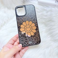 Case Ốp Điện thoại iPhone Hoa Cười Gương Nền Đen x Murakami Flower Mirror CaseTify iPhone 17/16/Promax