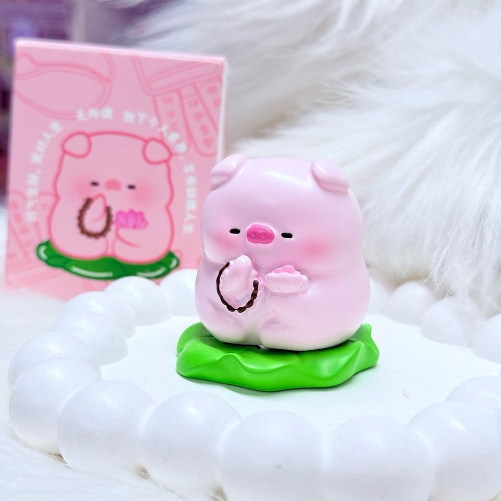 Set Bộ mô hình heo giác ngộ tụng kinh cute trang trí bàn làm việc để xe oto, đồ chơi vô tri để bàn dễ thương