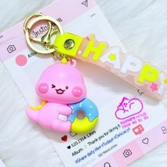 Móc Khóa Khủng Long Cầm Bánh Donut Kute Dinosaur