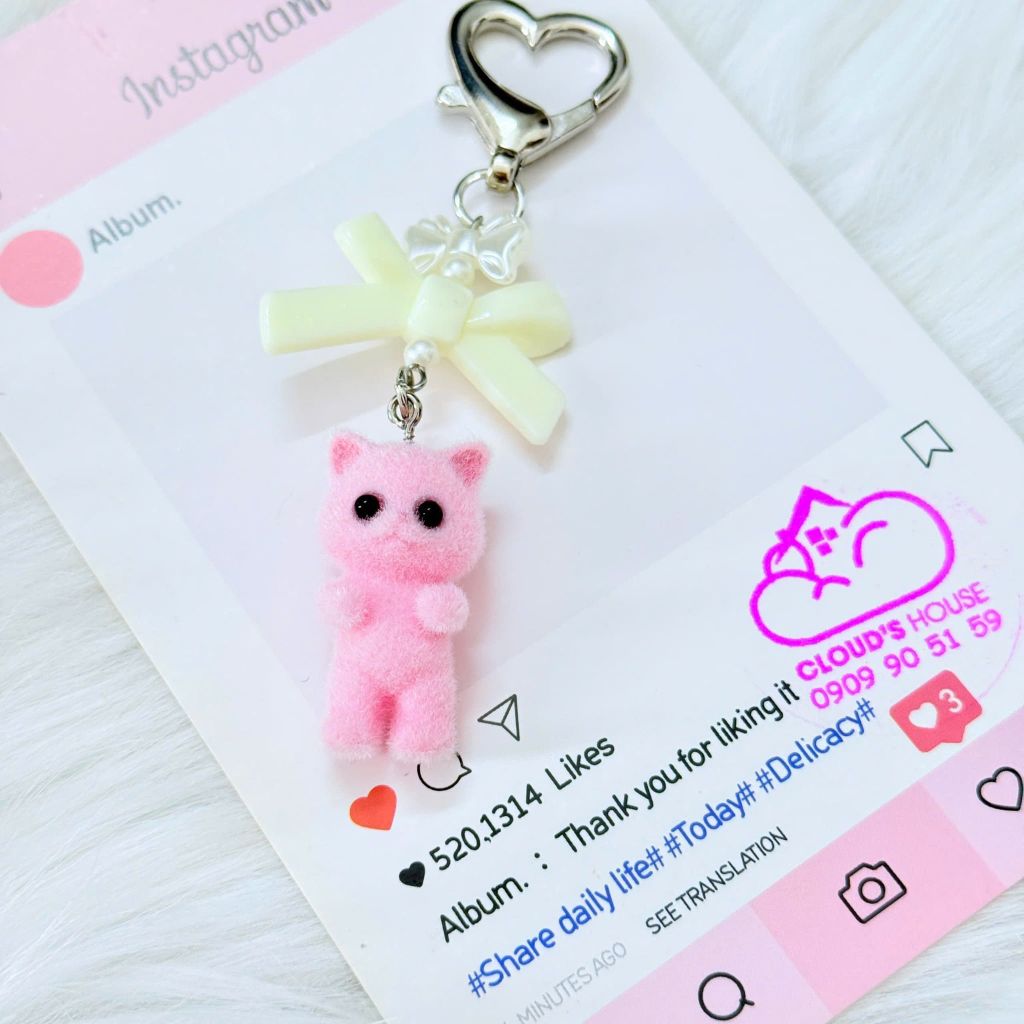 Móc Khóa Treo Mèo Cute Kèm Nơ