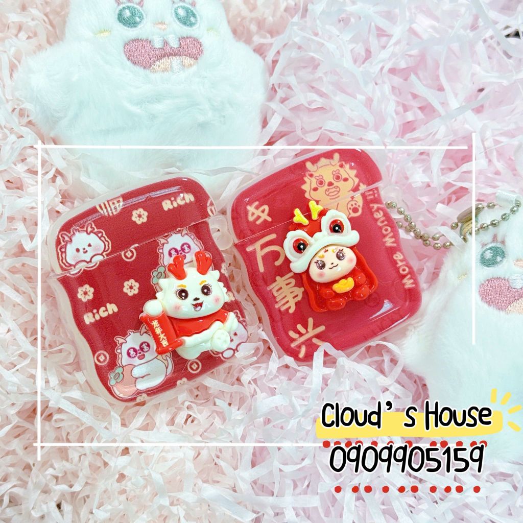 Cover Case Vỏ bảo vệ Airpod Lân Đỏ TẾT Airpod 1/2/3/Pro/Pro2
