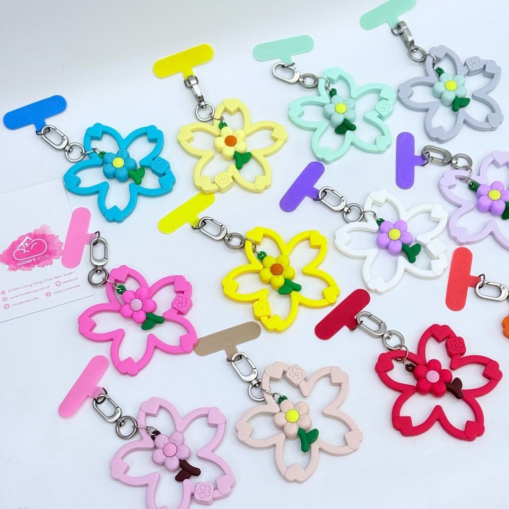 DÂY CHARM HOA Silicone R.E.P CaseTify CHỐNG BẨN kèm charm nhiều màu sắc