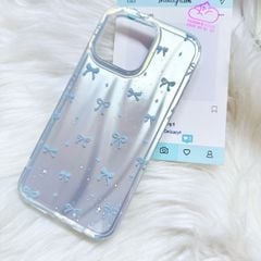 Case Ốp điện thoại iPhone Nơ Xanh Dương Hologram Bling Bling iPhone 13/14/15/16/Pro/Promax