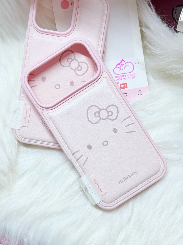 Case Ốp điện thoại iPhone Da Phao Hồng Babe Hello Kitty iPhone 13/14/15/16/17Pro/Promax