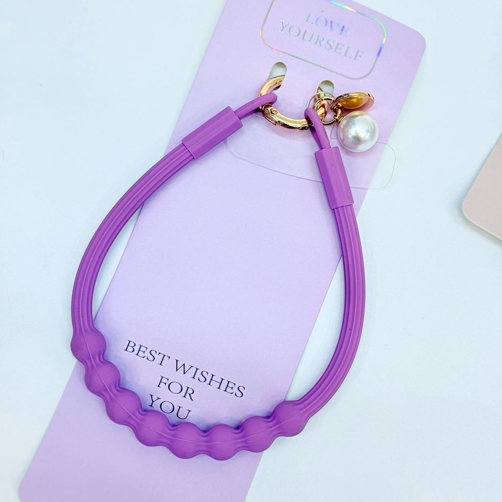 DÂY BI CHARM HOA Ngọc Trai Silicone CHỐNG BẨN kèm charm