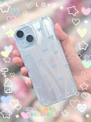 Case Ốp điện thoại iPhone Nơ Xanh Dương Hologram Bling Bling iPhone 13/14/15/16/Pro/Promax