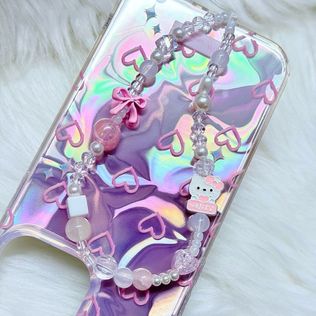 Case Ốp điện thoại iPhone Tim Hồng Ánh Bạc Hồng Hologram iPhone 12/13/14/15/16/Pro/Promax