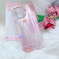 Case Ốp điện thoại iPhone Nơ Nhiều Màu Angel Energy Hologram Bling Bling iPhone 13/14/15/16/Pro/Promax