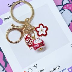 Móc Khóa Móc Treo Mèo Móc Túi Phụ Kiện Đẹp Mèo Thần Tài Mini Có Chuông, chất liệu kim loại Đài Loan (TAIWAN)