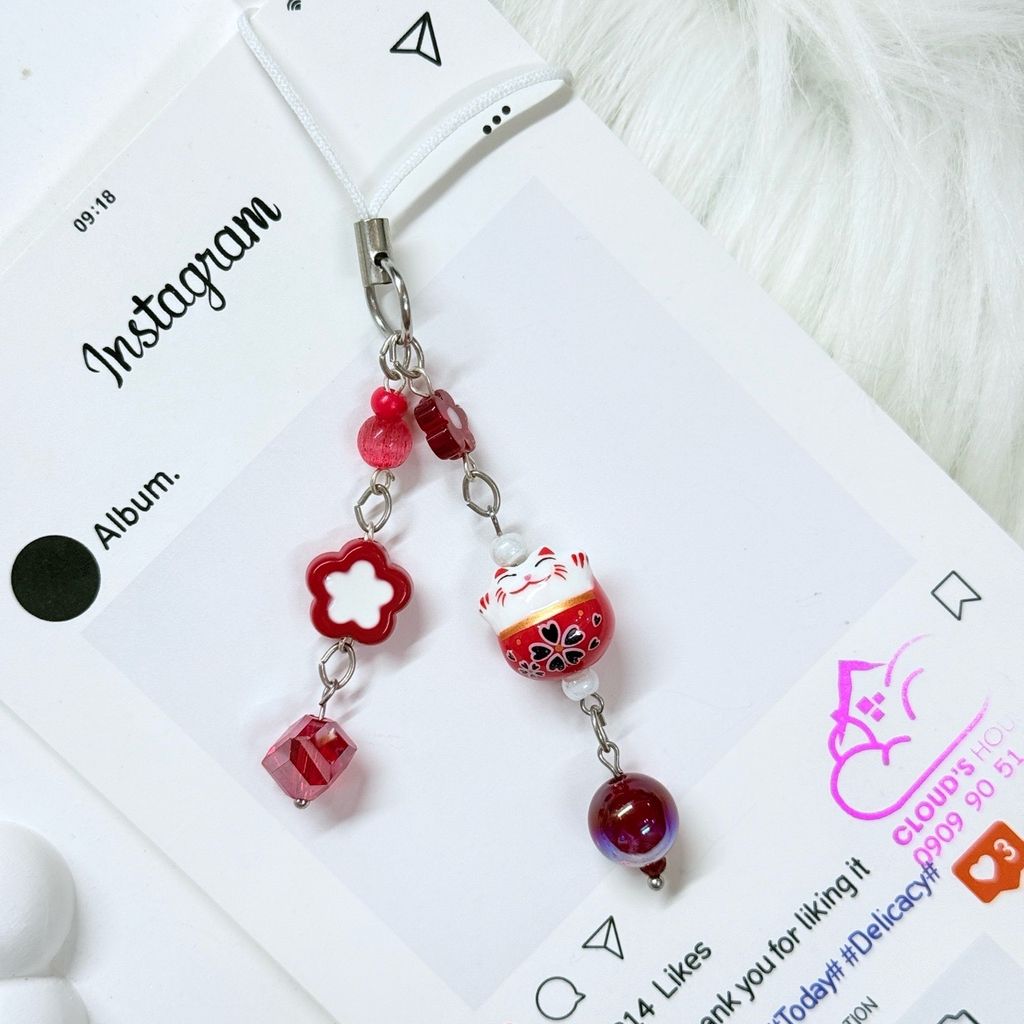 Móc Treo Mèo Đỏ May Mắn