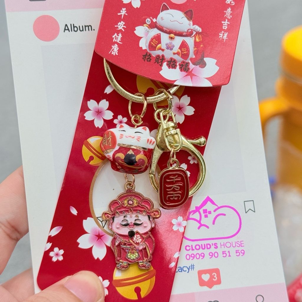 Móc Khóa Mèo Hoa Anh Đào Tết 2026